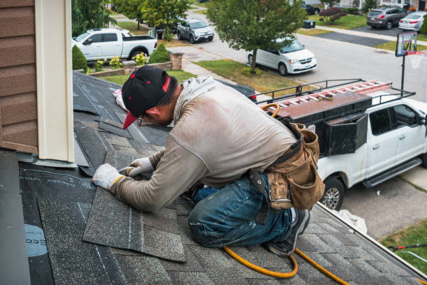 Professional Storm Damage Roof Repair technician working in Hamilton, TX